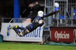 Beating Bayonne: Castres' Ibrahim Diarra celebrates a try