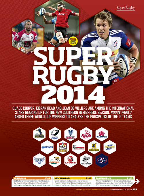 A full contents list for the March 2014 issue of Rugby World