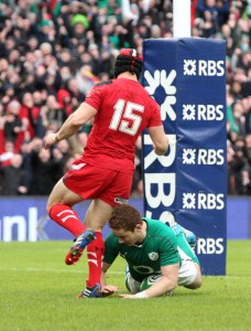 Ruthless: Ireland scoring against Wales