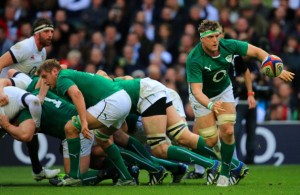 On top: Ireland's scrum troubled England