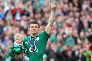 Oh baby: O'Driscoll with his daughter Sadie after the game