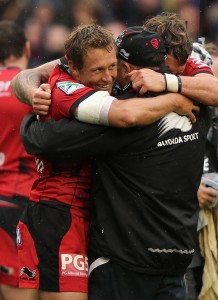 Hug it out: Walsh and Jonny have a moment
