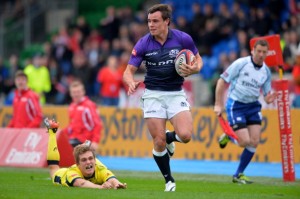 Treble: Lee Jones scored three tries for Scotland