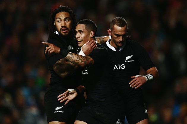 Brace yourself: Aaron Smith got two of New Zealand's five tries