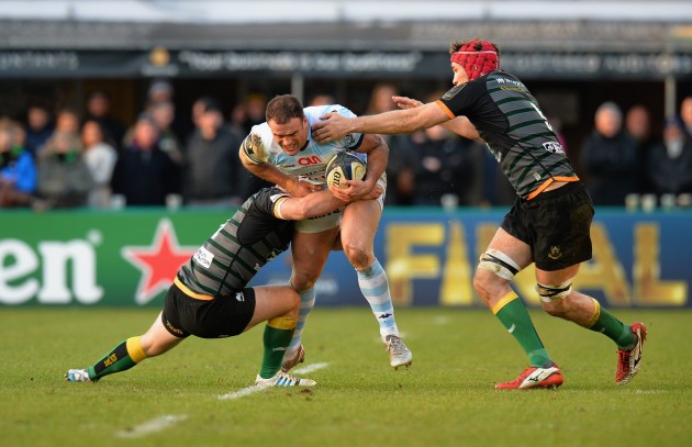 Spearhead: Jamie Roberts on the charge at Franklin's Gardens