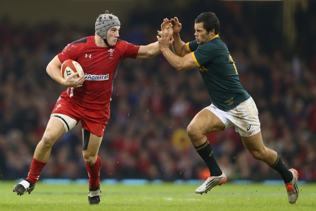 Ready and waiting: Jonathan Davies, here taking on the Springboks