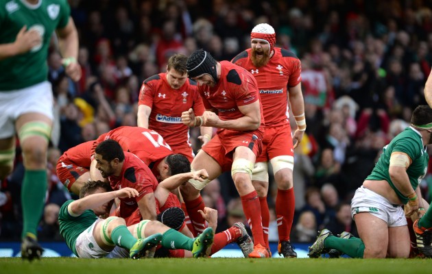 Celebrating: Luke Charteris shows his delight at the final whistle. (Photo: Huw Evans Images)