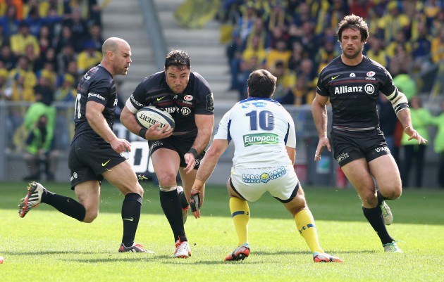 Hard man: Brad Barrit trucks up for Saracens in their Champions Cup semi-final
