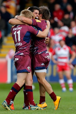 Heart-breaker: Pierre Bernard (centre) kicked Bordeaux-Begles to victory. (Photo: Getty Images)