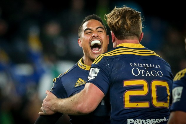 Beaming: Aaron Smith celebrates during the Highlanders' win over the Chiefs