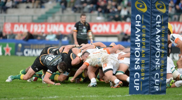 Treviso working hard in the scrum during last season's Champions Cup