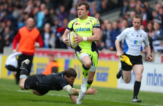 Mark Cueto charging down the wing for Sale last season