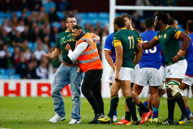 Space invader: The invading spectator is removed from the field