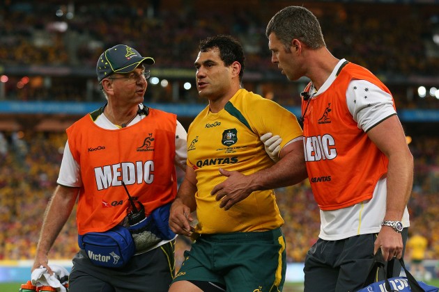 Infamous incident: George Smith briefly leaving the pitch with concussion in 2013