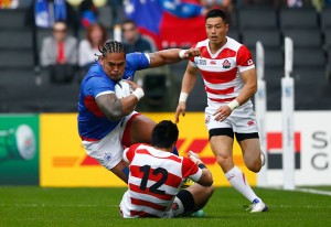 Alesana Tuilagi in action for Samoa against Japan