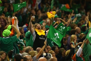 Ireland fans celebrate their teams victory against France