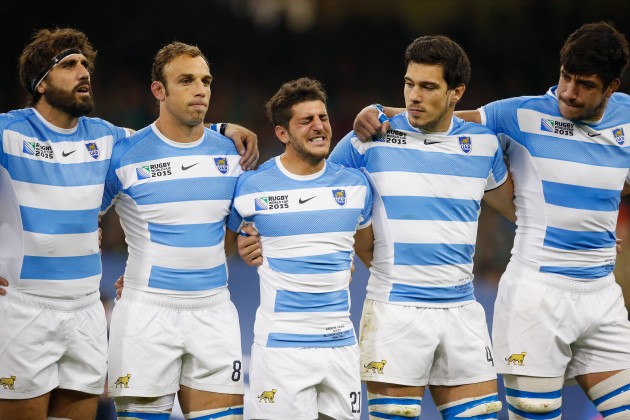 Moved to tears: Replacement scrum-half Tomas Cubelli lets it all out during the anthems