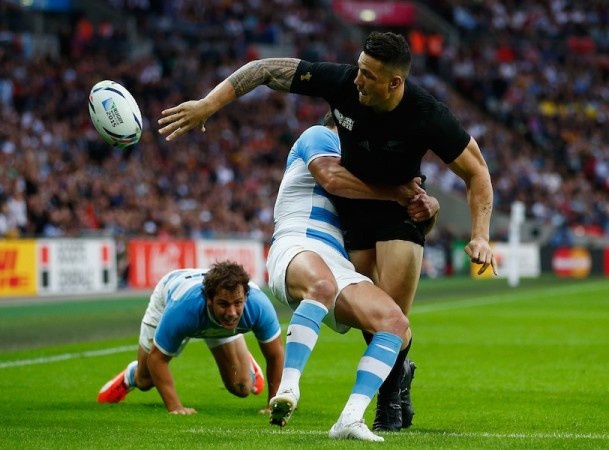 Doing what he does best - Sonny Bill Williams delivering one of his ten offloads of the tournament so far