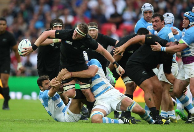 No way through: Argentina need to make their tackles against Tonga. (Photo: Inpho)