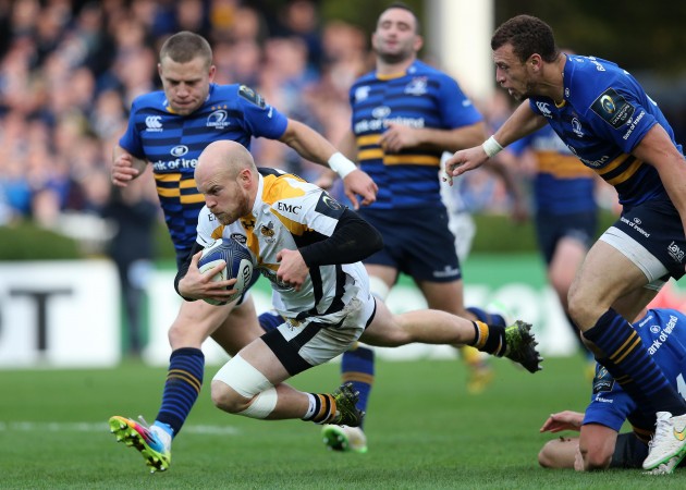 Simpson stings: Joe Simpson scores against Leinster. (Photo: Inpho)