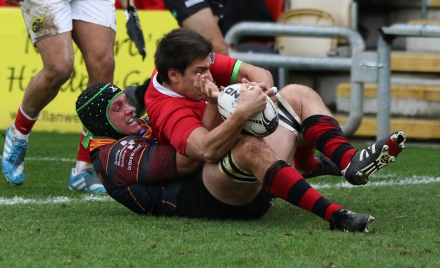 You're Nicked: Amorosino is brilliantly held up by Nic Cudd. (Photo: Huw Evans Agency)