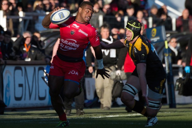Outflanked: Toulon wing Josua Tuisova evades James Gaskell and creates a try during the narrow win over Wasps. (Photo: Getty Images)
