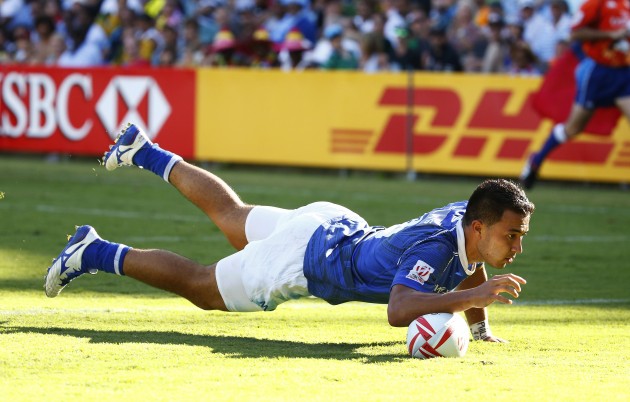 A player on fire: Phoenix Hunapo-Nofoa scores for Samoa