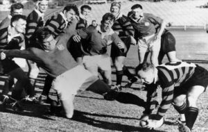 Bryn Meredith lunges for the ball