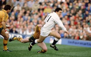 Rory Underwood evades the Australian defence