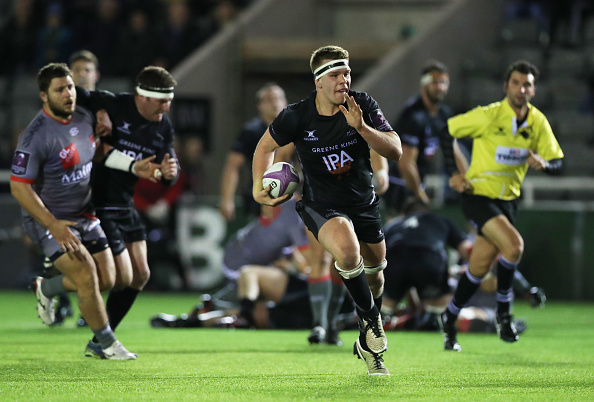 Quick Chick: Callum Chick on the charge for Newcastle Falcons.