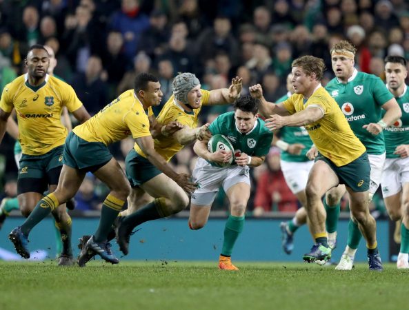 Gripping stuff: Joey Carbery playing for Ireland v Australia.