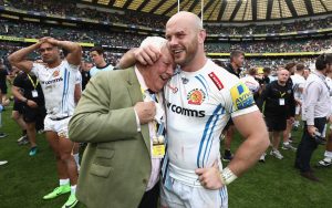 Exeter's Tony Rowe and Jack Yeandle
