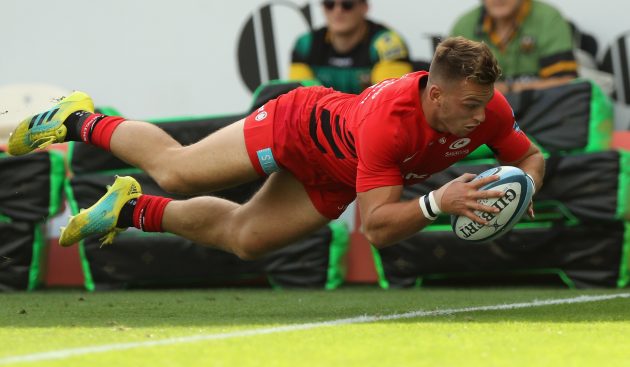 Alex Lewington scores for Saracens