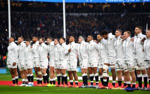 England rugby team during the anthem