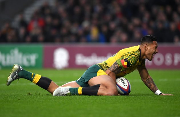 Israel Folau scores against England