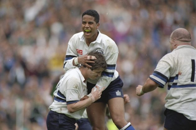Win a great new book by Stuart Barnes Barnes with Jeremy Guscott, 1992