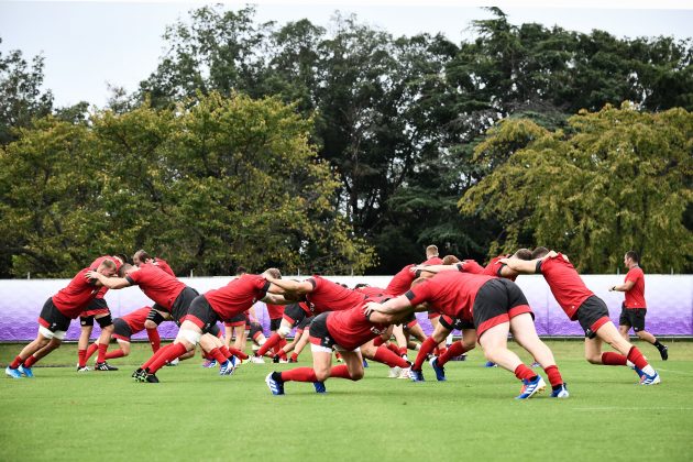 Wales rugby squad training in Toyota