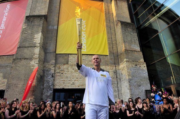 Clive Woodward carrying the Olympic Flame