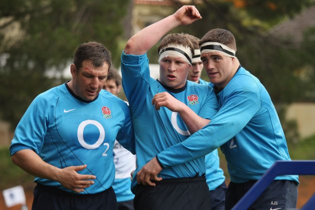 England scrum in training, 2009