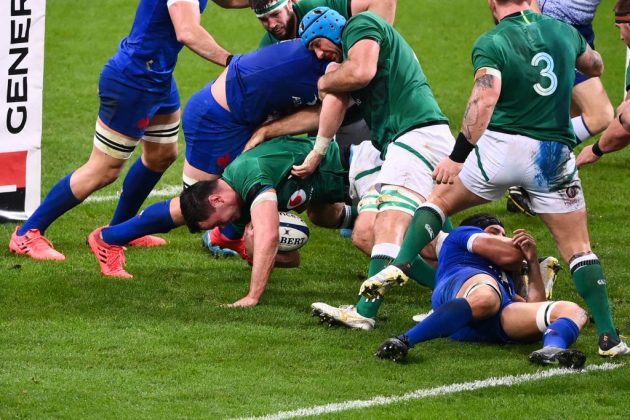 Ireland prop Cian Healy scores try on 100th Test appearance