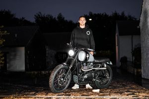 George North on motorbikes