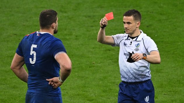 Luke Pearce sends Paul Willemse off for foul play