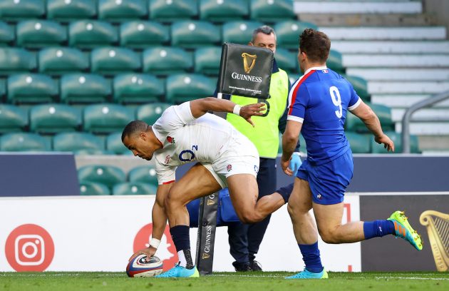 Anthony Watson scores against France