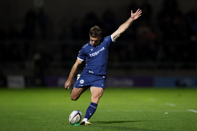 George Ford takes a kick for Sale Sharks in the October 2025 match against Sale Sharks