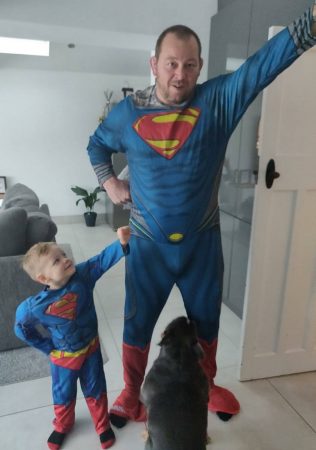 Steve Thompson and his son