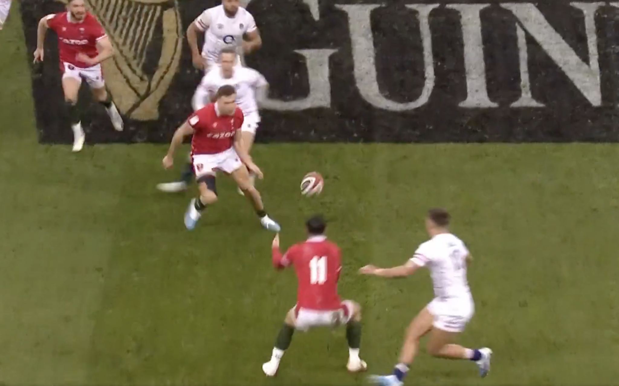 Wind knocked out of England with Louis Rees-Zammit intercept
