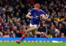 Louis Bielle-Biarrey runs with the ball during France's 2026 Six Nations match against Wales
