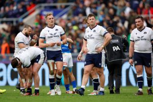 cotland players are seen at full time during the Guinness Six Nations 2024 match between Italy and Scotland at Stadio Olimpico on March 09, 2024 in Rome, Italy (Getty Images)
