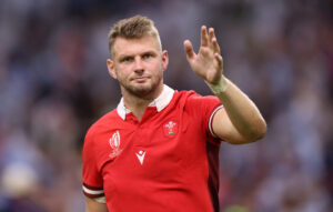 Dan Biggar waves to Wales fans after his final international game against Argentina at the 2023 World Cup
