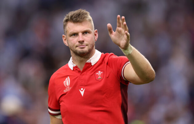 Dan Biggar waves to Wales fans after his final international game against Argentina at the 2023 World Cup